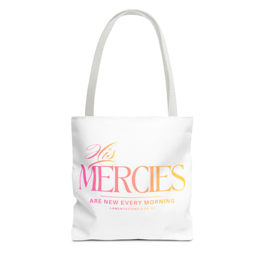 "His Mercies Are New Every Morning" Inspirational Scripture Tote Bag
