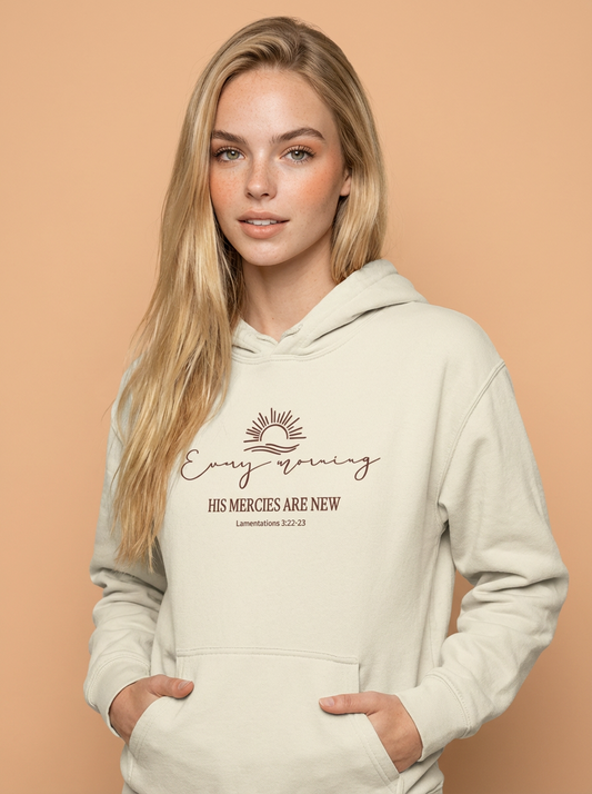 His Mercies Are New Hoodie — Cream