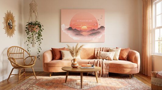 His Mercies Morning Matte Canvas Wall Art — Inspirational Christian Sunrise Print