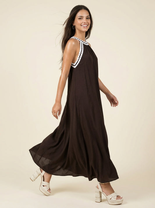 Eva Trim Sleeveless Maxi Dress