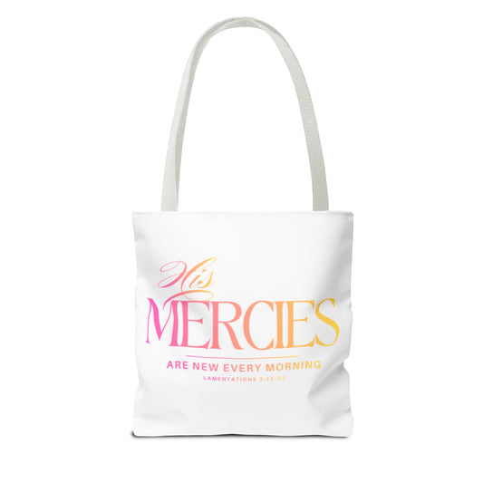 "His Mercies Are New Every Morning" Inspirational Scripture Tote Bag