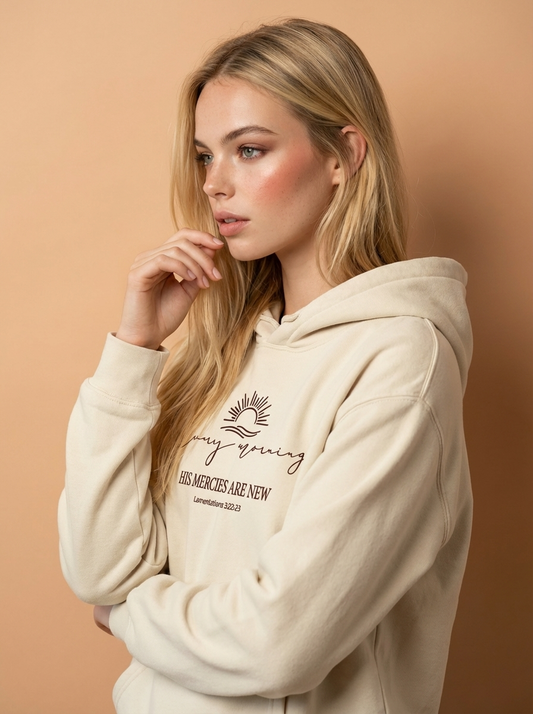 His Mercies Are New Hoodie — Cream