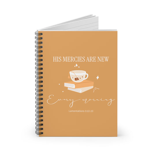 His Mercies Are New Spiral Notebook — Honey Christian Journal for Daily Devotions & Bible Study