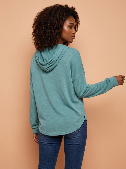 Mandy Drawstring Drop Shoulder Long Sleeve Hoodie