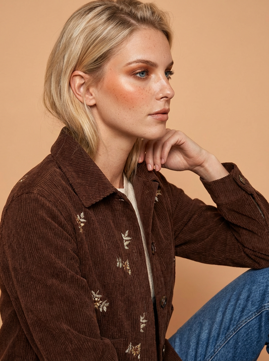 Jenny Floral Embroidered Corduroy Jacket