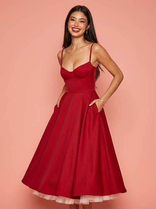 Sweetheart Neck Midi Cami Dress