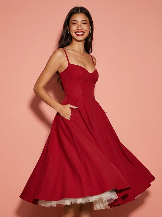 Sweetheart Neck Midi Cami Dress