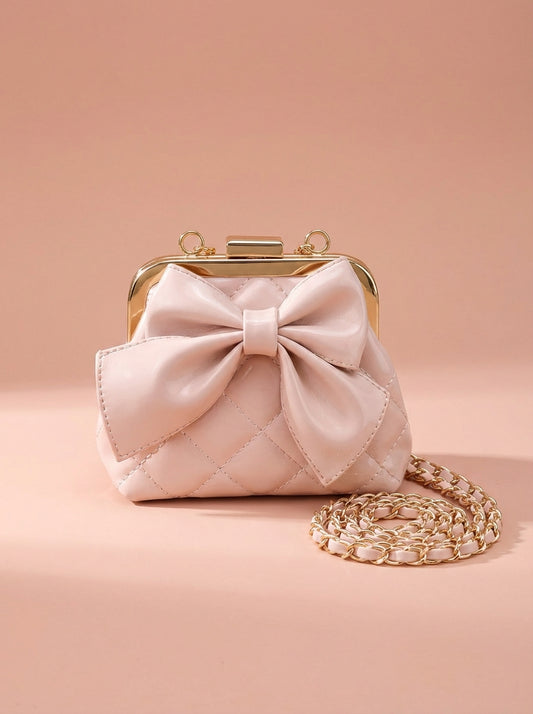 Bow Decor Quilted Crossbody Bag