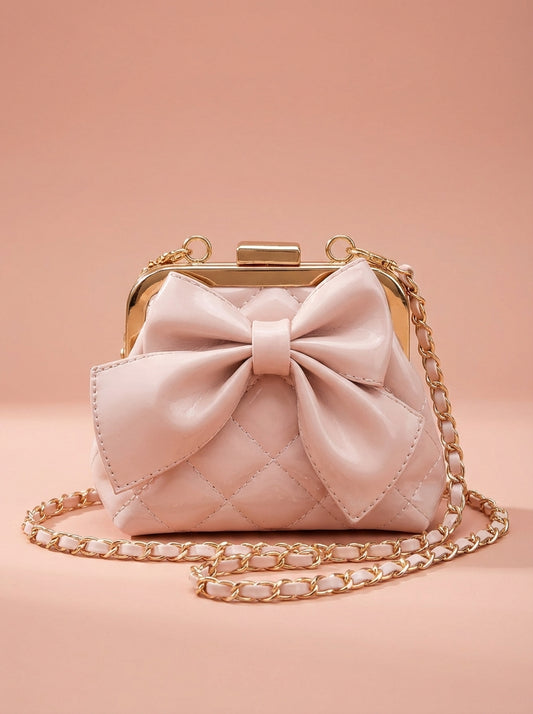 Bow Decor Quilted Crossbody Bag