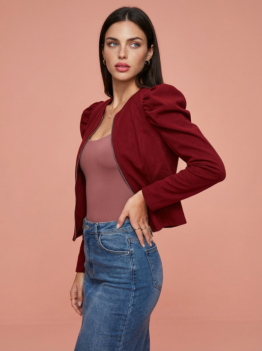 Lexi Zip Up Puff Sleeve Jacket