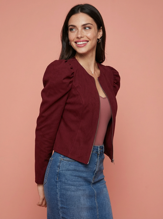 Lexi Zip Up Puff Sleeve Jacket