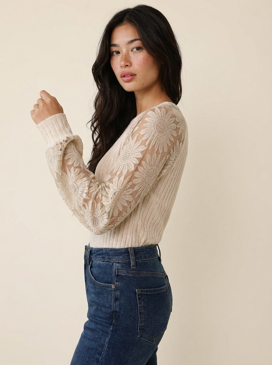 Jackie Lace Patchwork Long Sleeve Top