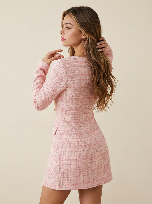 Kim Square Neck Long Sleeve Dress