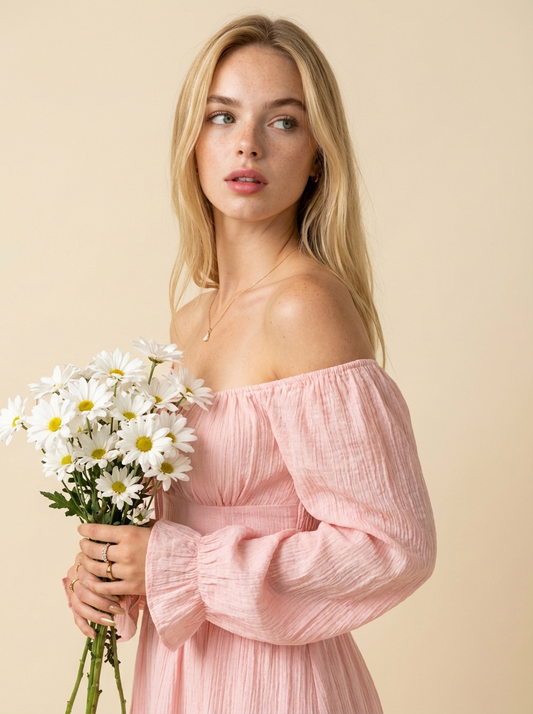 Tiered Balloon Sleeve Midi Dress