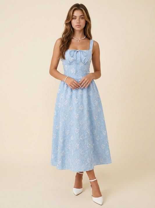 Claudia Tie-Front A-Line Midi Dress