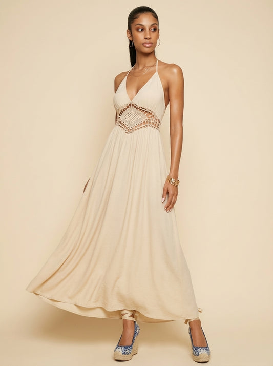 Aria Backless Halter Neck Maxi Dress