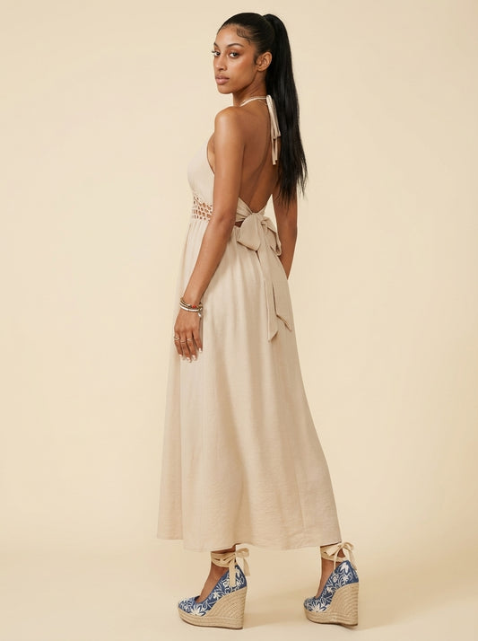 Aria Backless Halter Neck Maxi Dress
