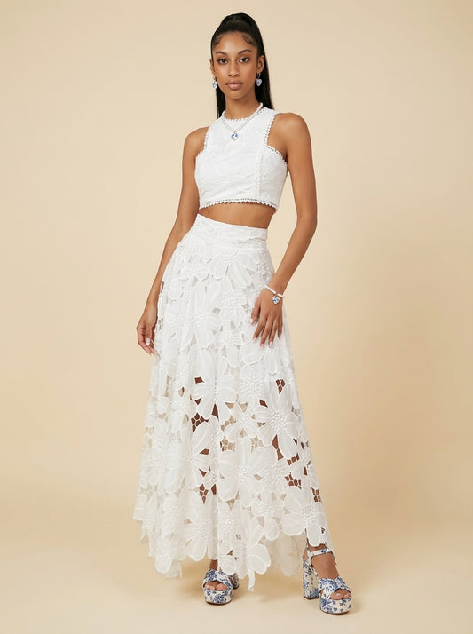 Perla Floral Lace Tank and Skirt Set